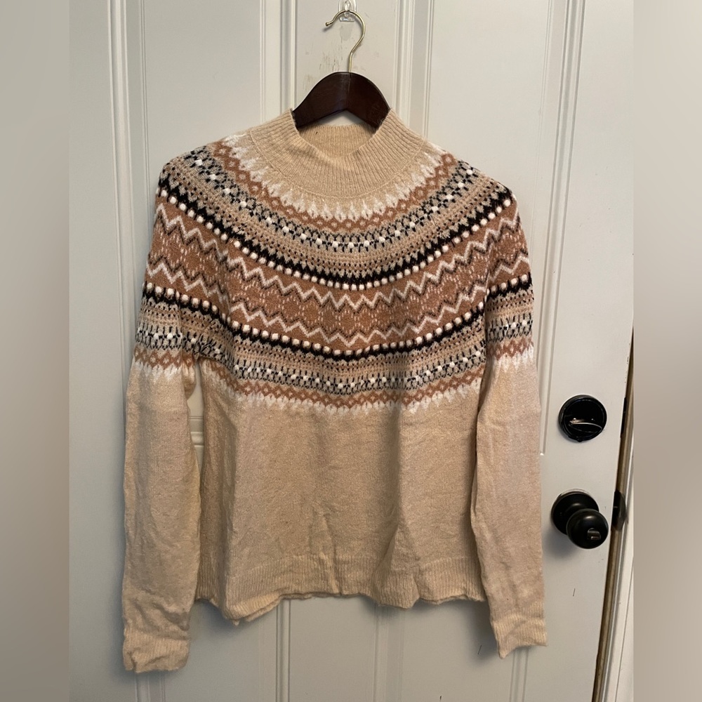 Natural Reflections Neutral Fair Isle Sweater - size small